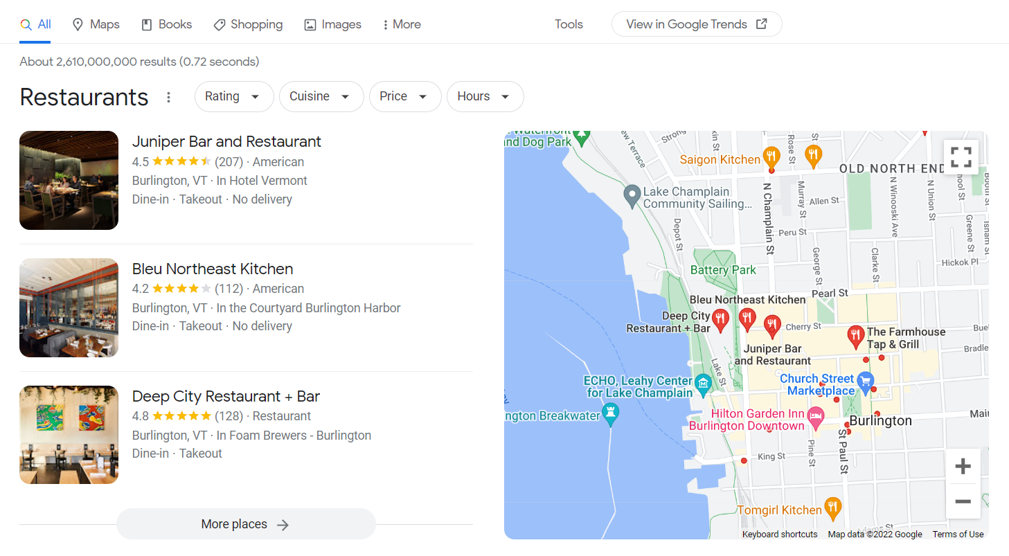 restaurant near me - google search